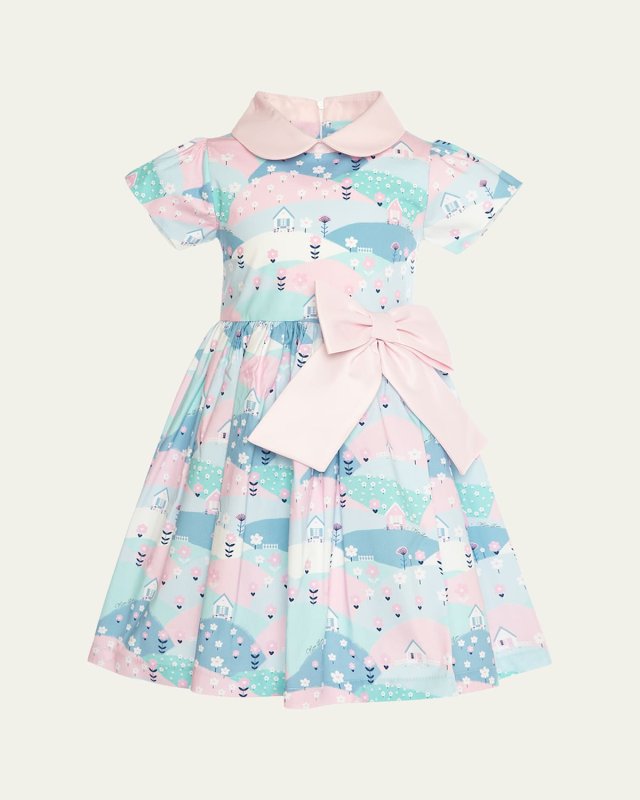 Girl's Pastel Cotton Poplin Dress, Size 3T-12